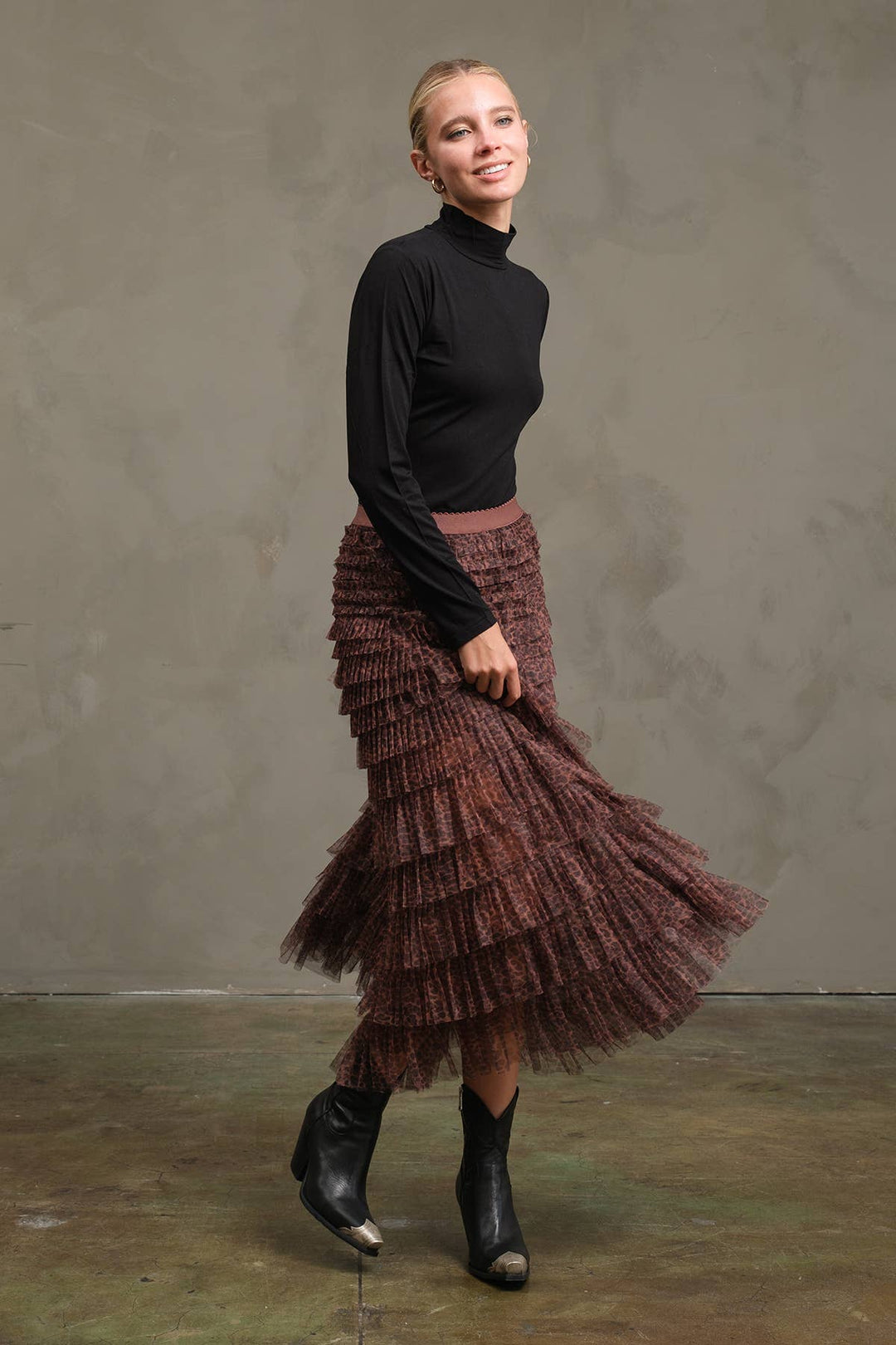 Mesh Leopard Maxi Skirt