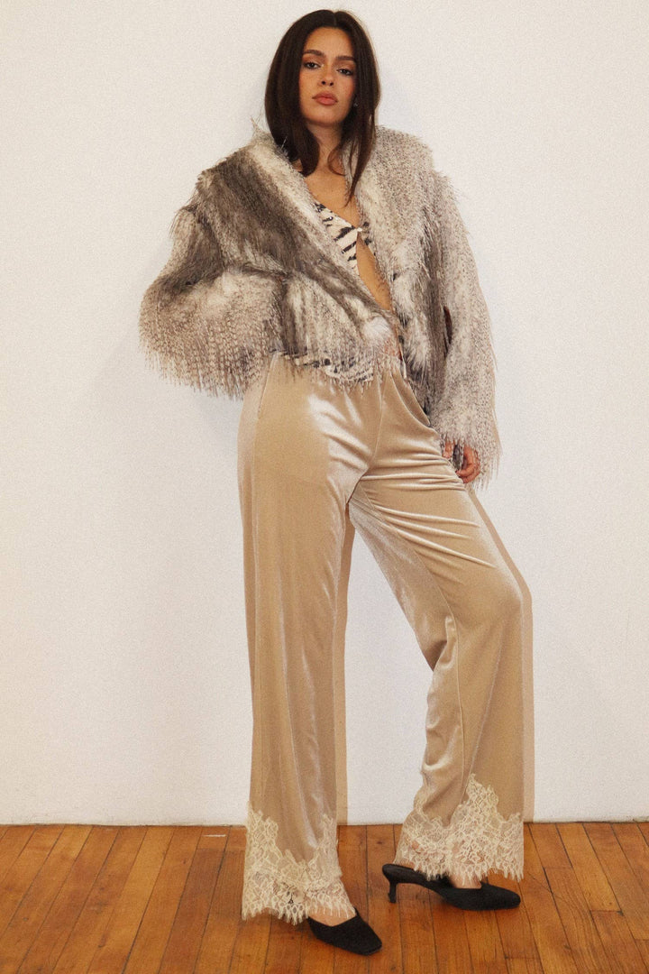 Textured Mongolian Faux Fur Jacket