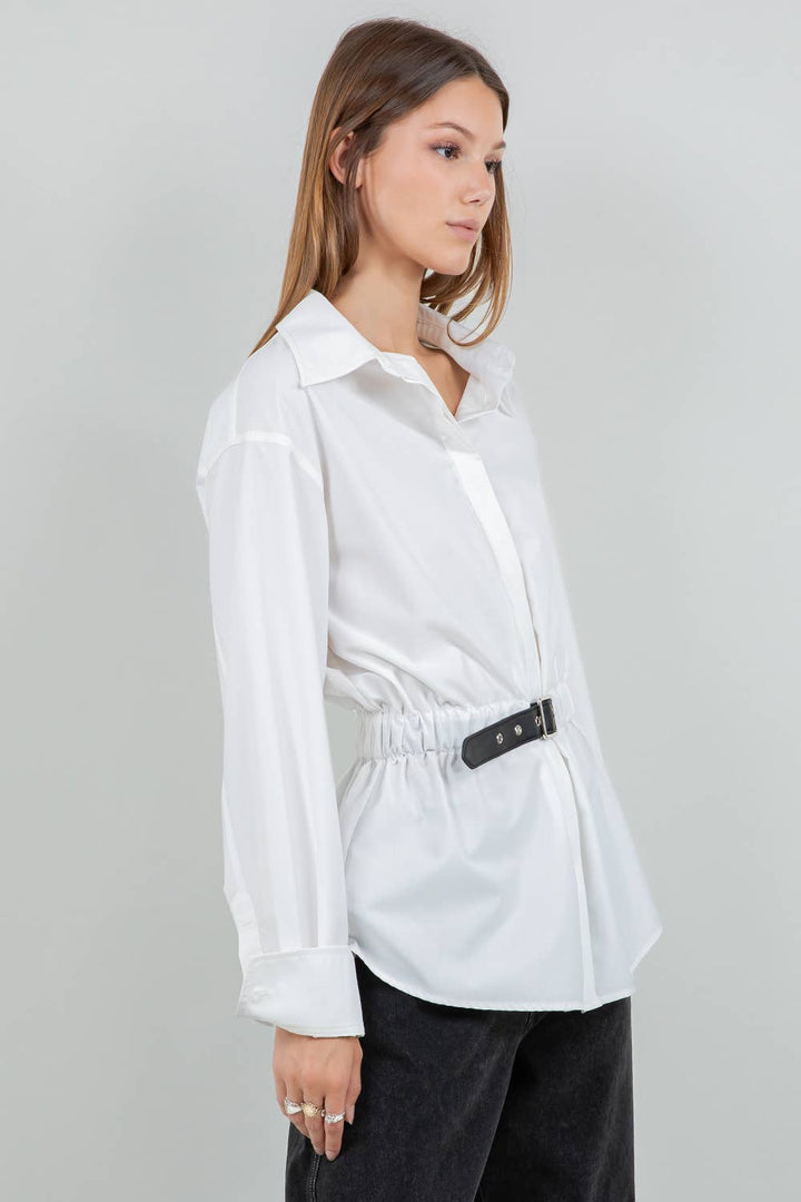 Button Down Shirt with Belt