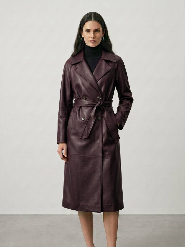 Leather trench coat