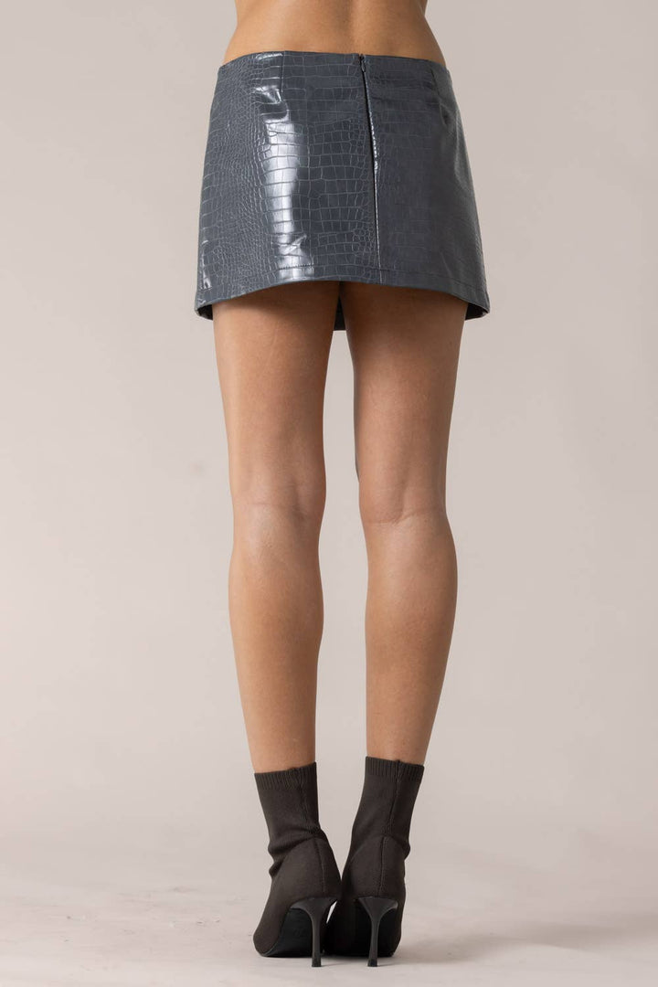 Croc Embossed Mini Skirt