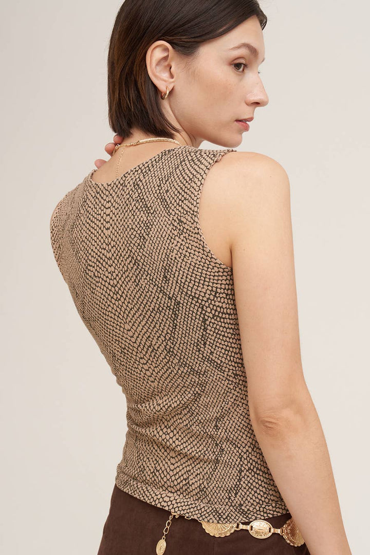 Snakeprint Square Neck Tank