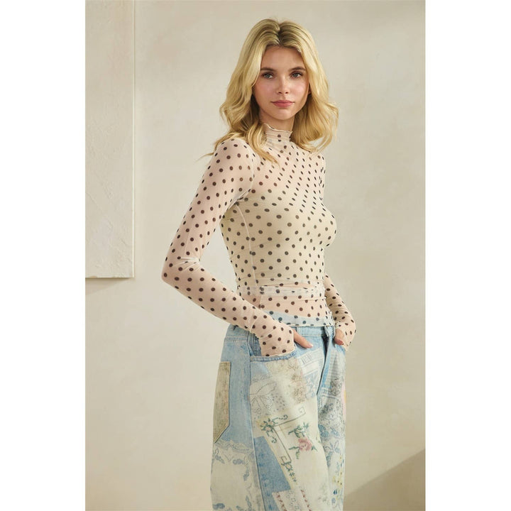 Mesh Long Sleeve Sheer Top