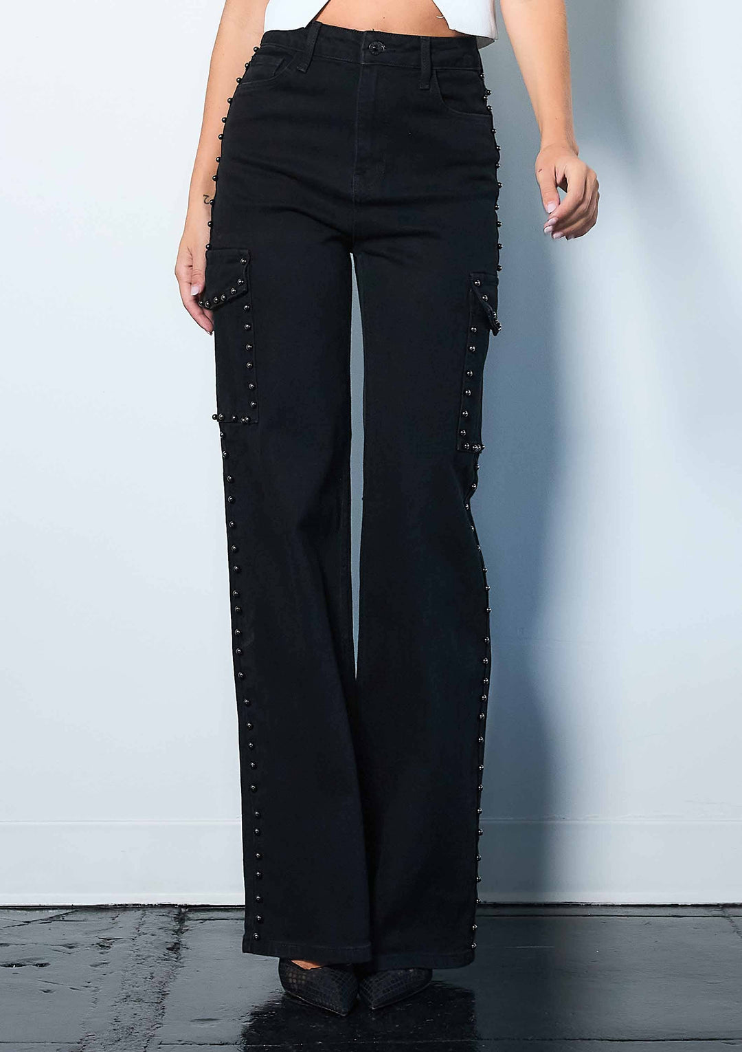 Silver Stud Cargo Jeans