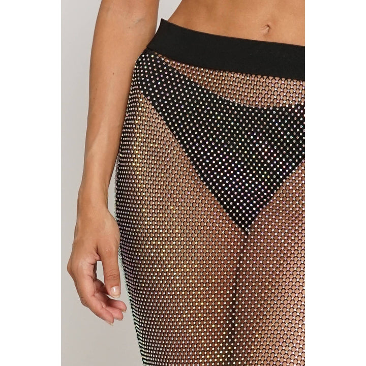 RHINESTONE MESH MAXI SKIRT