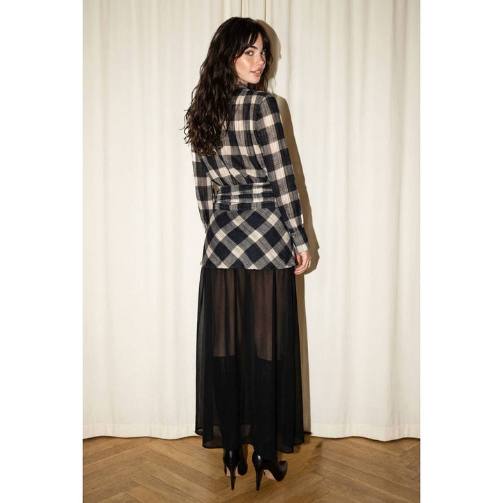 Mixed Media Plaid Maxi Dress