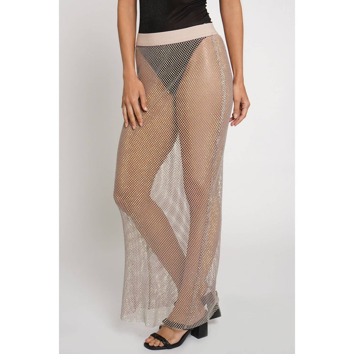 RHINESTONE MESH MAXI SKIRT