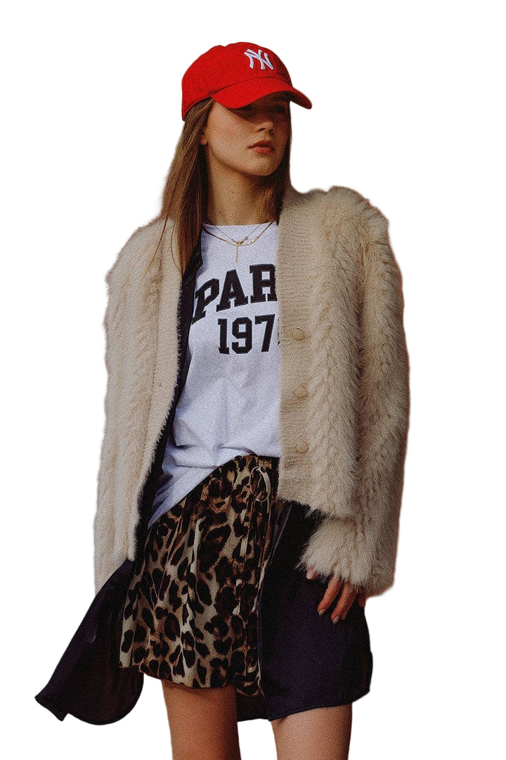 Cropped Jacket in beige in fine fur