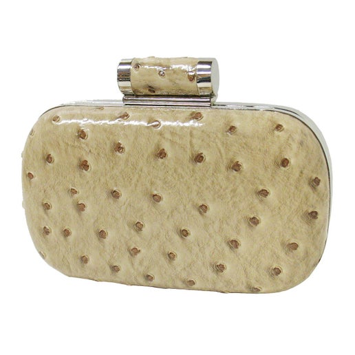 Ostrich Print Evening Box Clutch