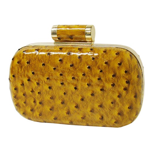 Ostrich Print Evening Box Clutch