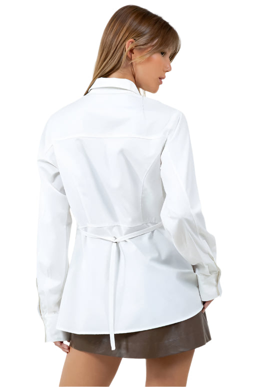 STRAP POPLIN COLLARED SHIRT