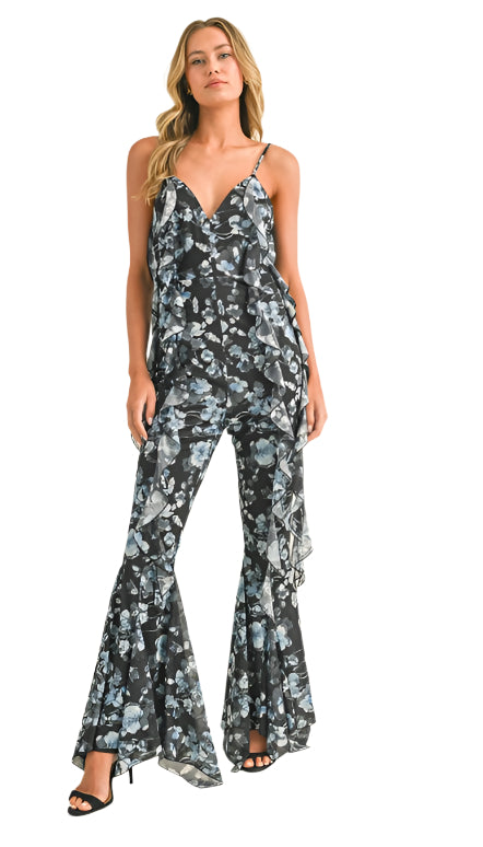 FLORAL PRINTED OPEN BACK JUMPSUIT