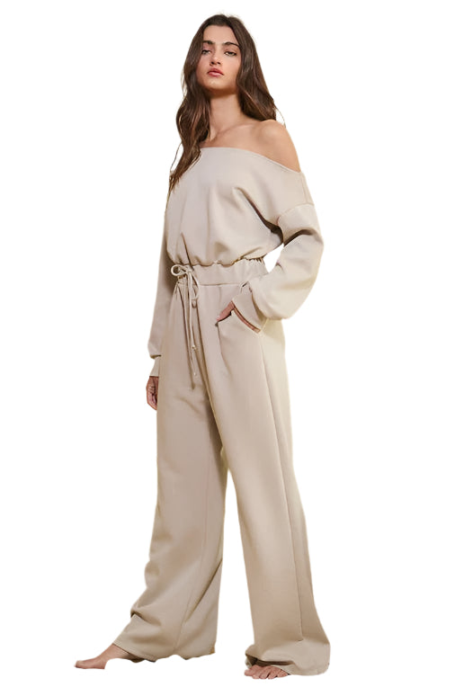 Off The Shoulder Wide Leg Jumpsuit