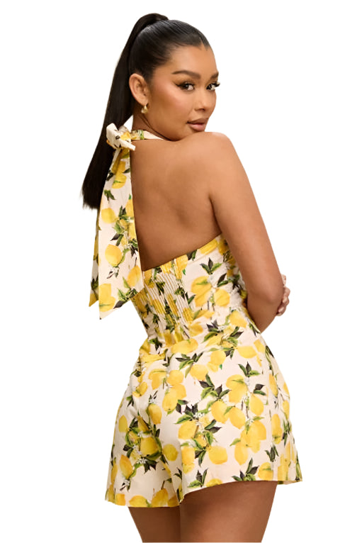 Positano Halter Tie Linen Romper