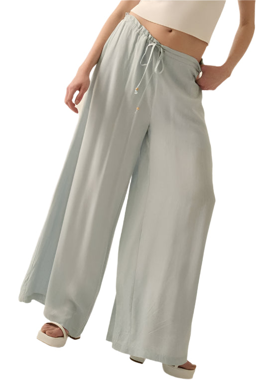 Folded Ruffle Chambray Pants