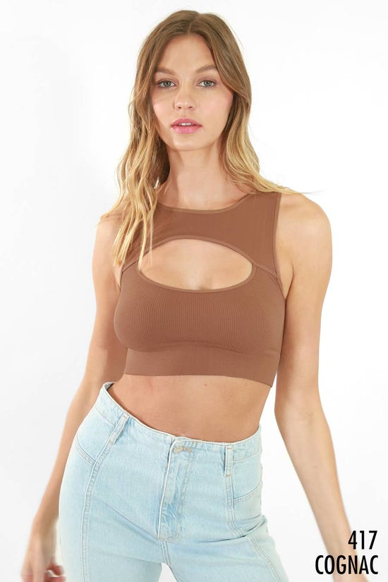 Ribbed Cutout Crop Top