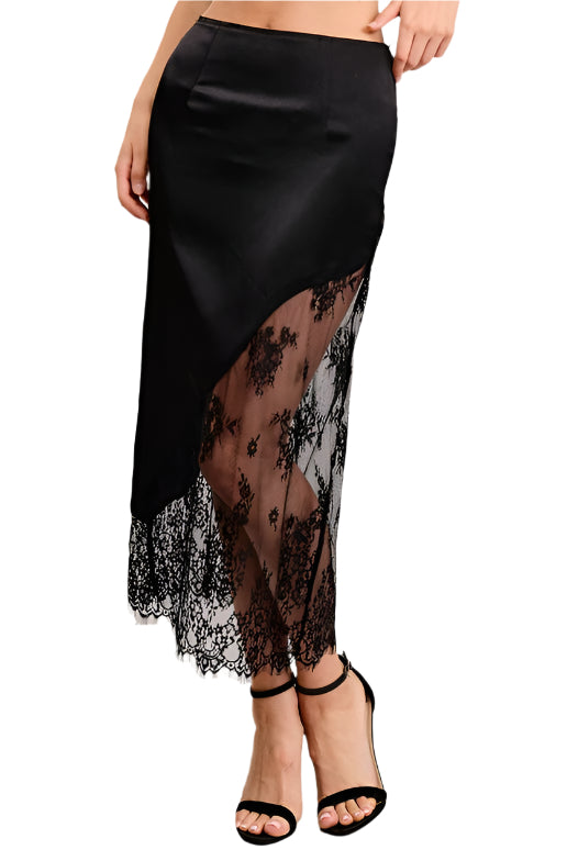 ASYMMETRICAL CONTRAST MIDI SKIRT