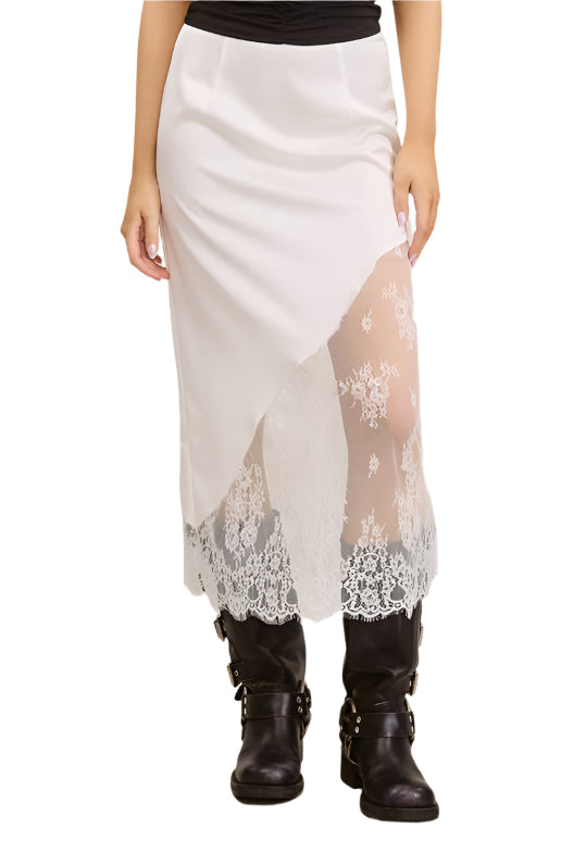ASYMMETRICAL CONTRAST MIDI SKIRT