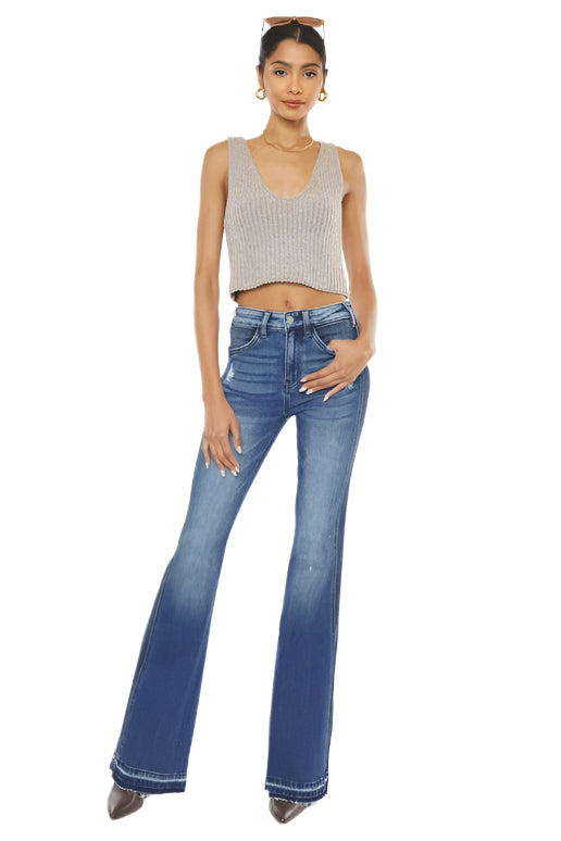 Contrast Seam Dark Jeans