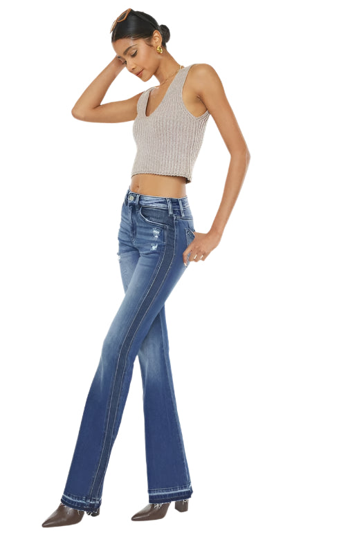 Contrast Seam Dark Jeans