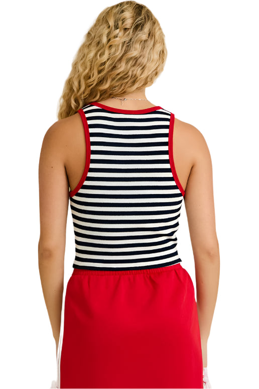 STRIPE WAFFLE KNIT TANK