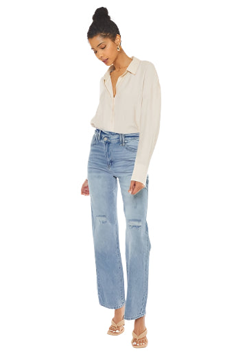 Straight Leg Cross Over Jeans