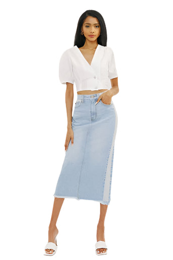 Contrast Seam Midi Skirt