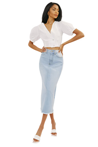Contrast Seam Midi Skirt
