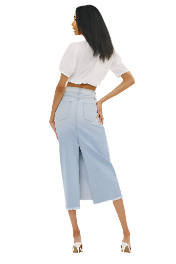 Contrast Seam Midi Skirt