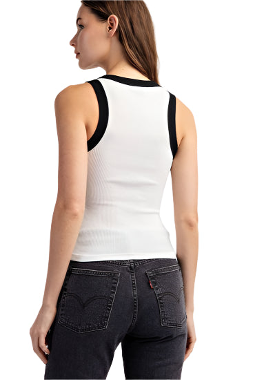 Shimmer Contrast Ribbed Tank