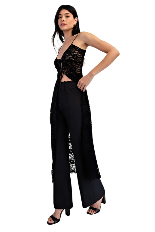 Long Lace Open Tied Cami