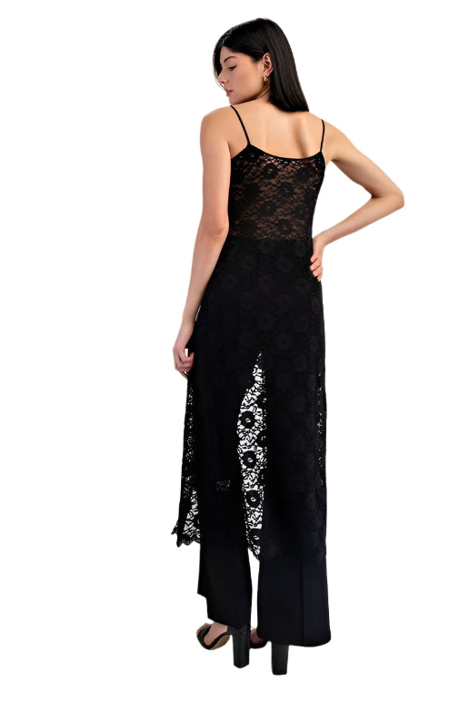 Long Lace Open Tied Cami