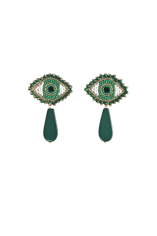 Emerald Evil Eye Drop Earrings