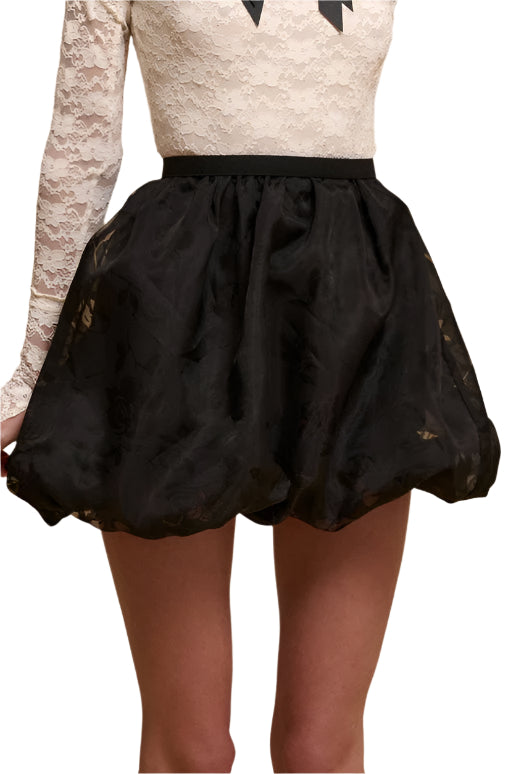 Burnout Mesh Bubble Mini Skirt