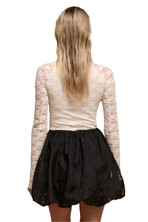 Burnout Mesh Bubble Mini Skirt