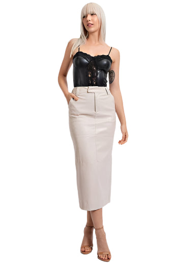 FAUX LEATHER MID SKIRT
