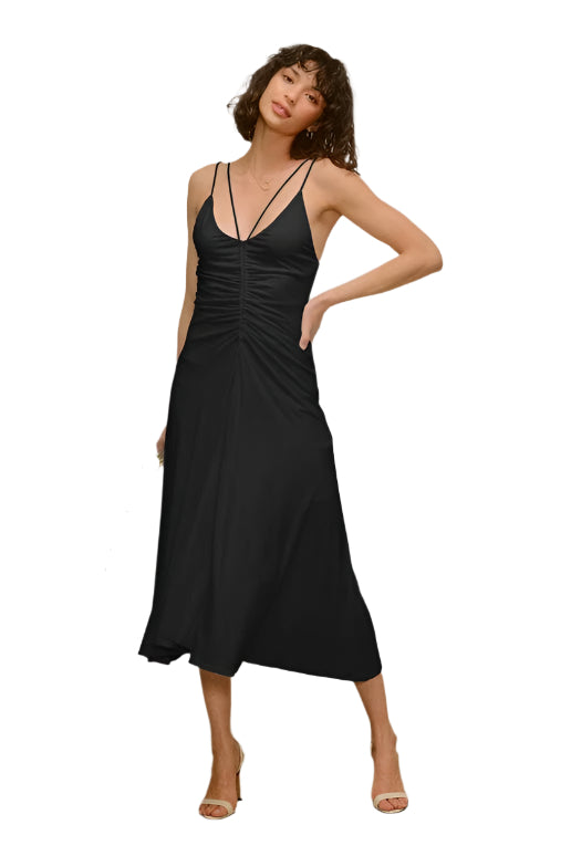 FRONT RUCHED MIDI DRESS