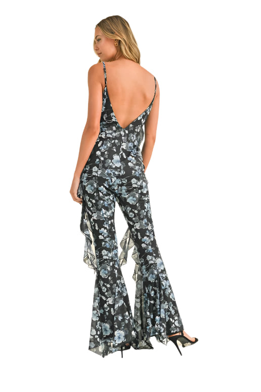 FLORAL PRINTED OPEN BACK JUMPSUIT