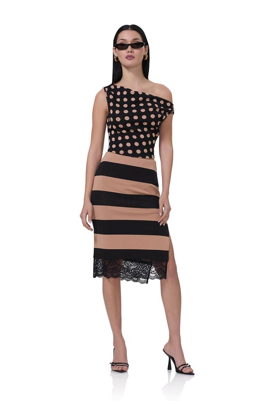 Stripes and Lace Midi Skirt