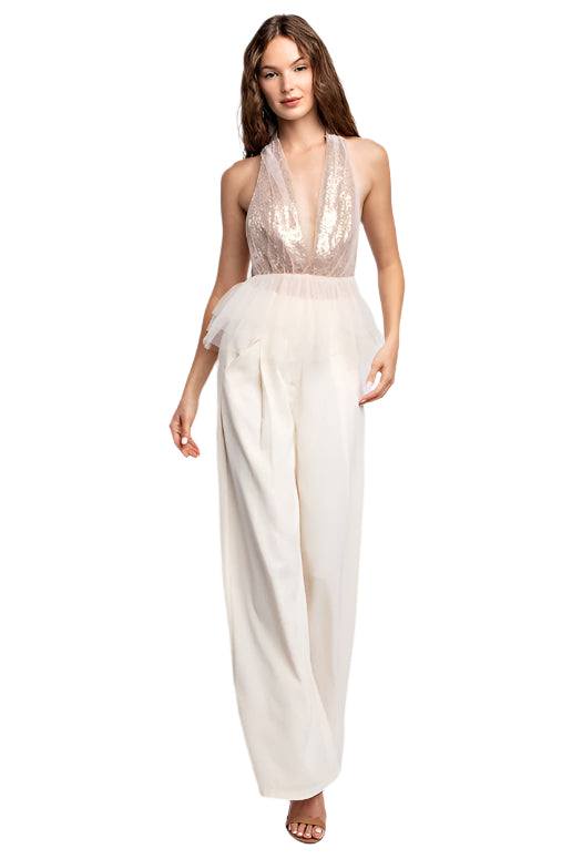 Mesh Halter Peplum Top